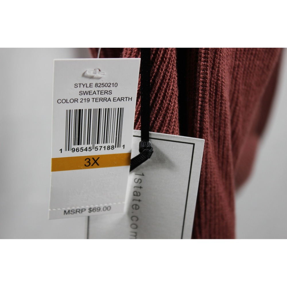1.STATE Womens 3X Terra Earth Ribbed V-Neck Sweater 8250210 NWT - Picture 4 of 5